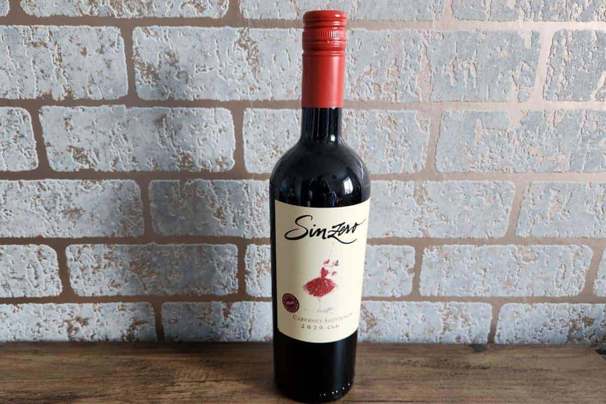 Bottle of alcohol free red wine.