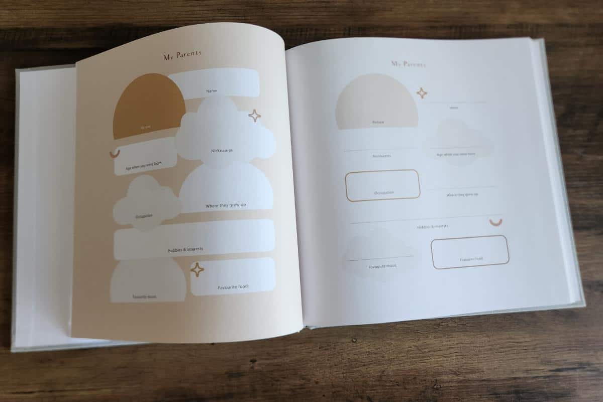 inside of a baby journal.