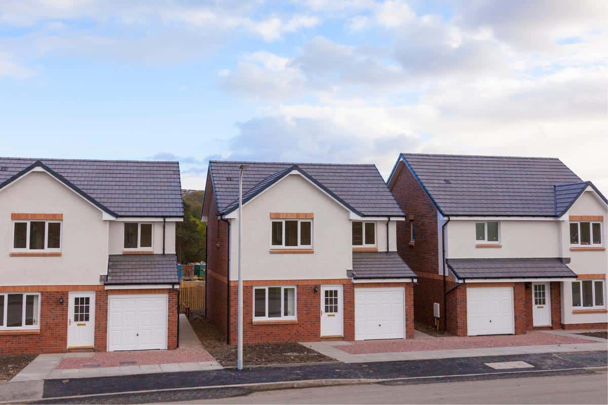 A new build house in the UK in a row of three.