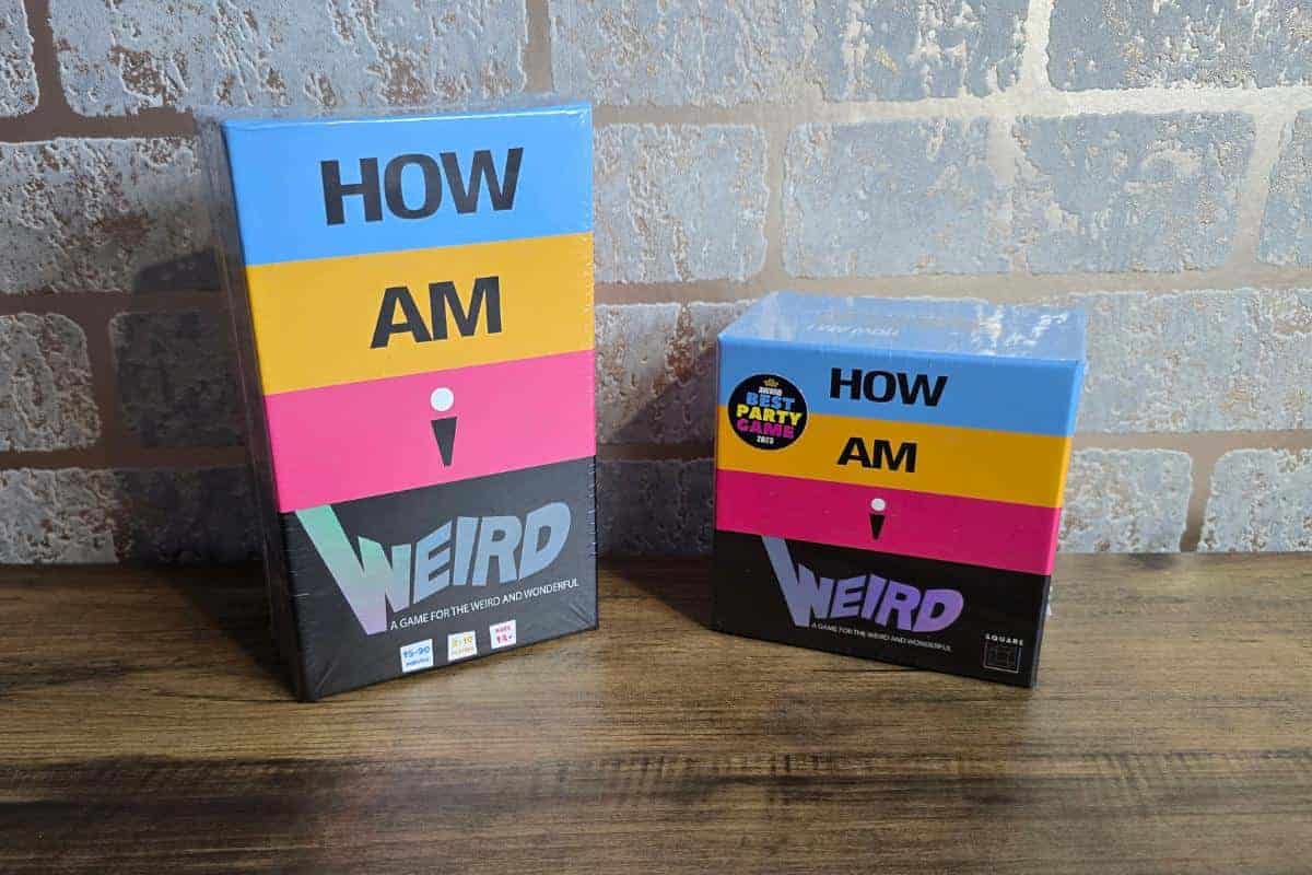How am I weird game in a bright multicoloured striped box.
