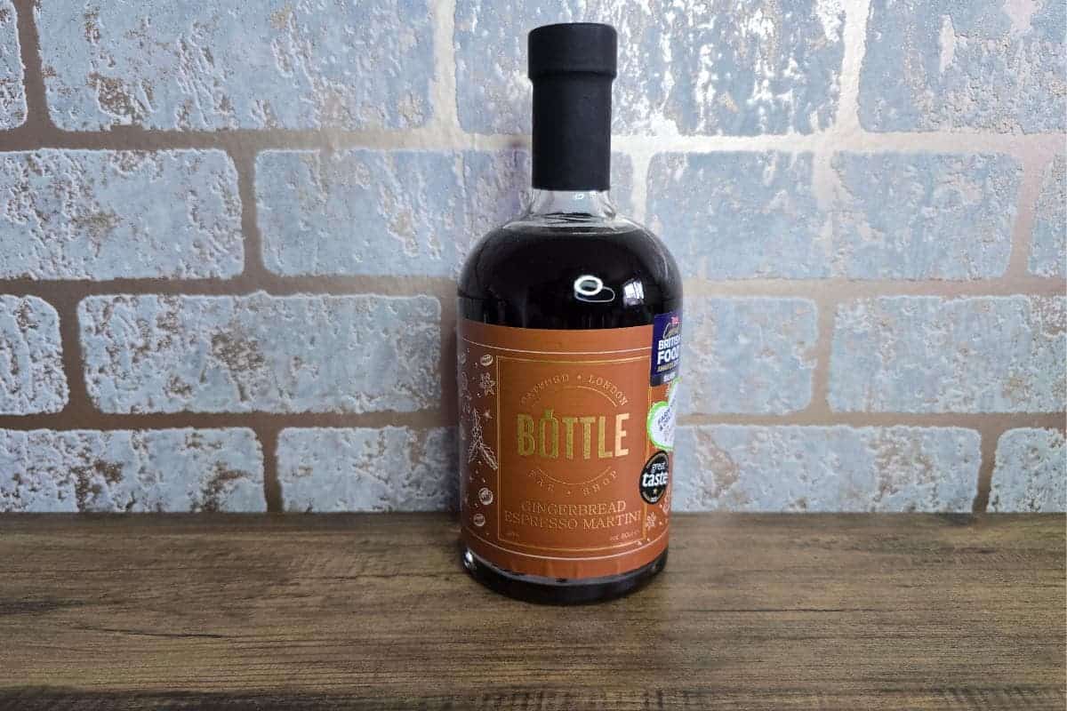 Gingerbread espresso martini bottle.