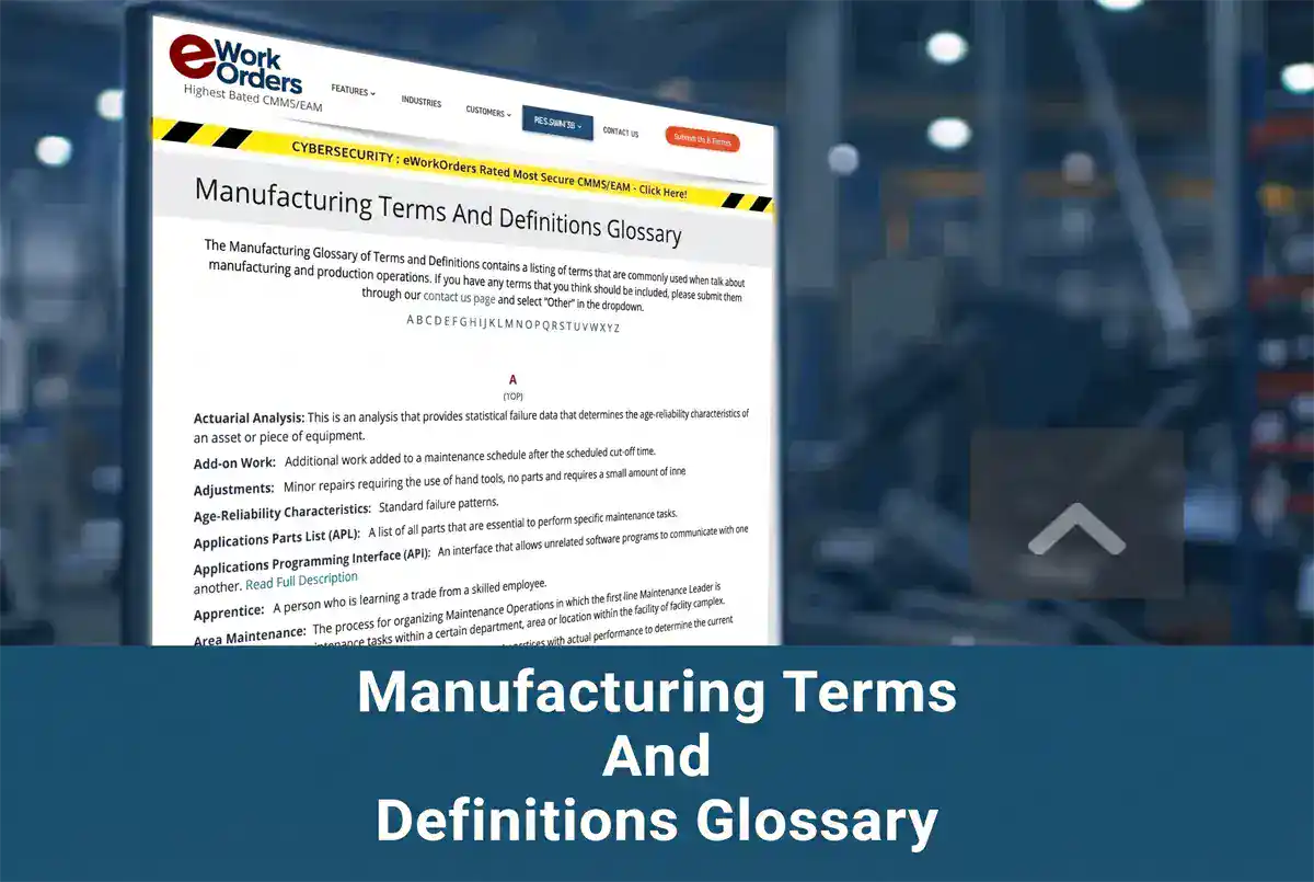 Manufacturing terms and definitions glossary from eWorkOrders CMMS
