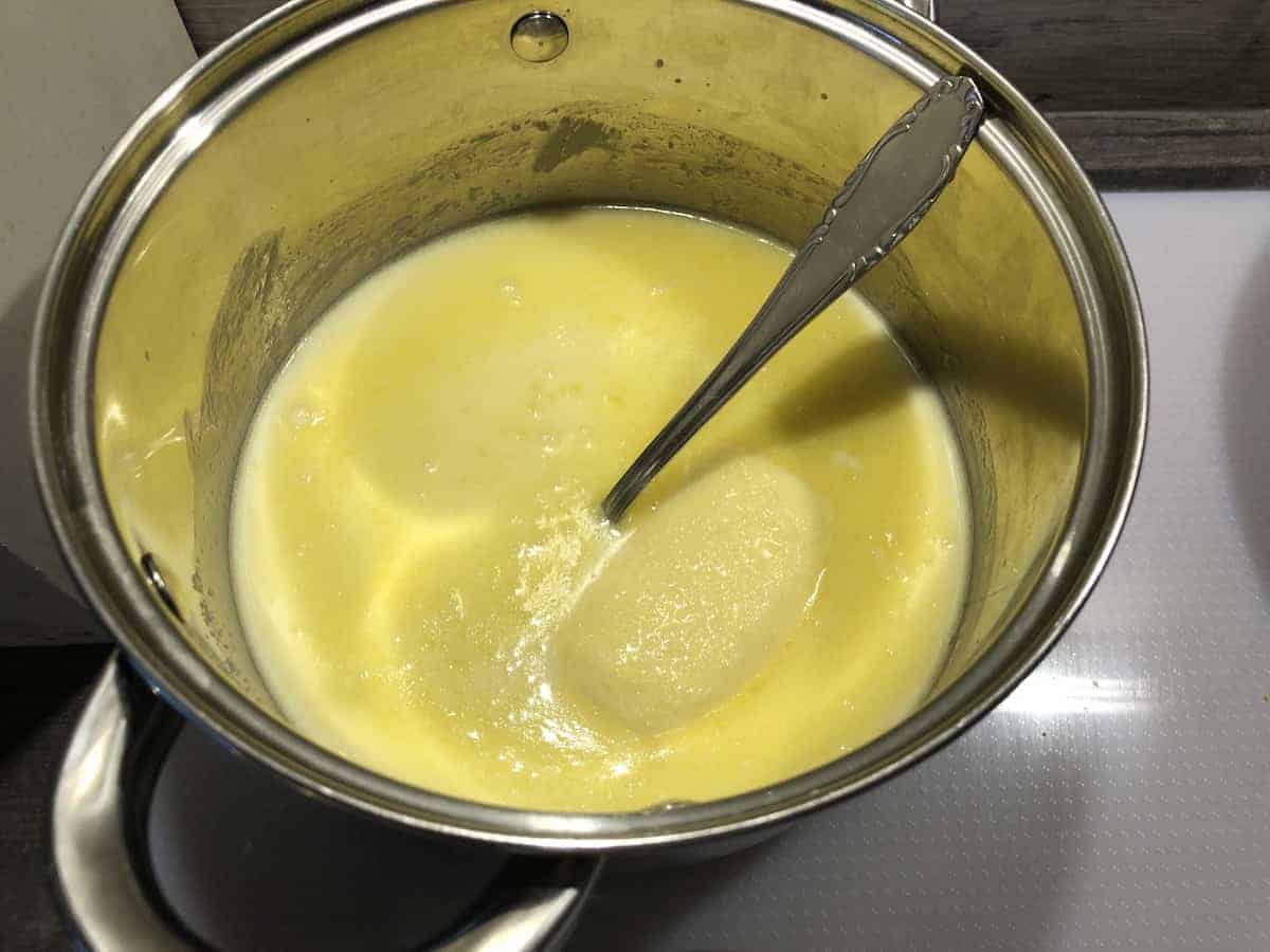 Milk and butter cooking.