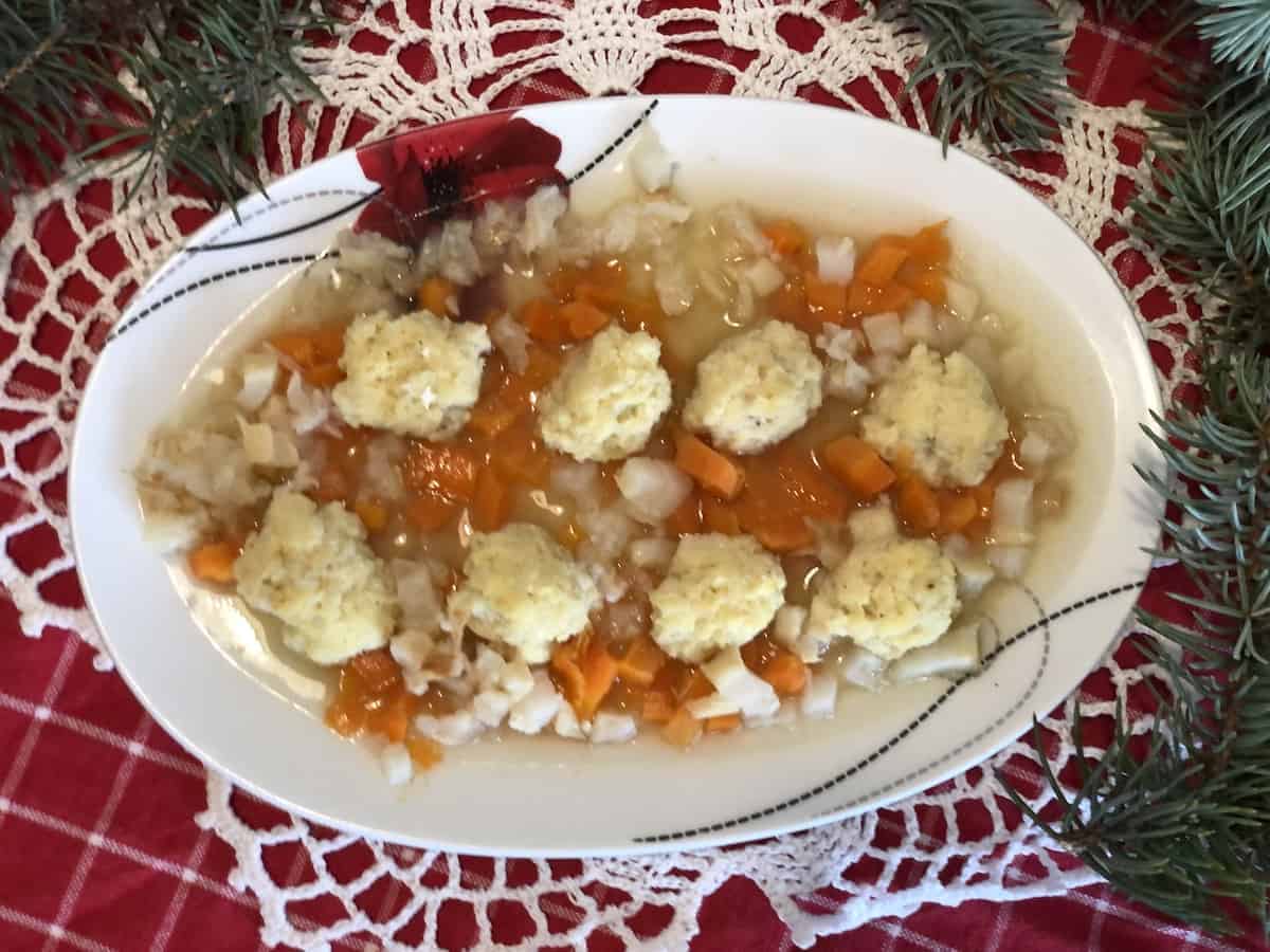 Traditional fish jelly in a white bowl.