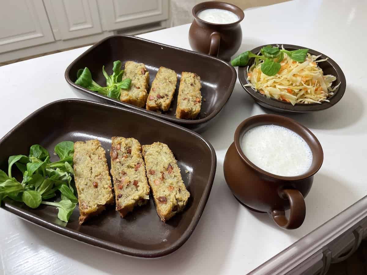 Polish fried bacon and onion potato bread.