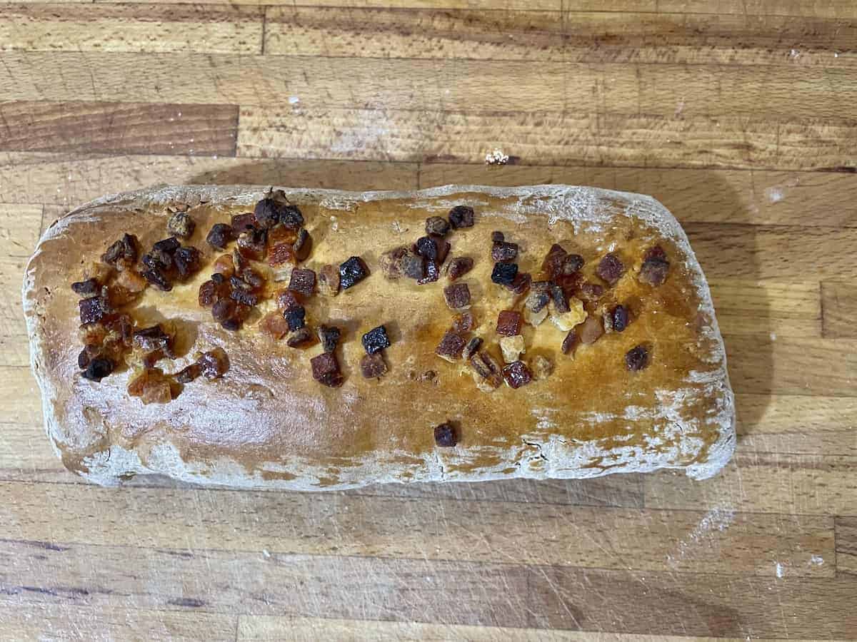 Chlebiczek bread on a chopping board.