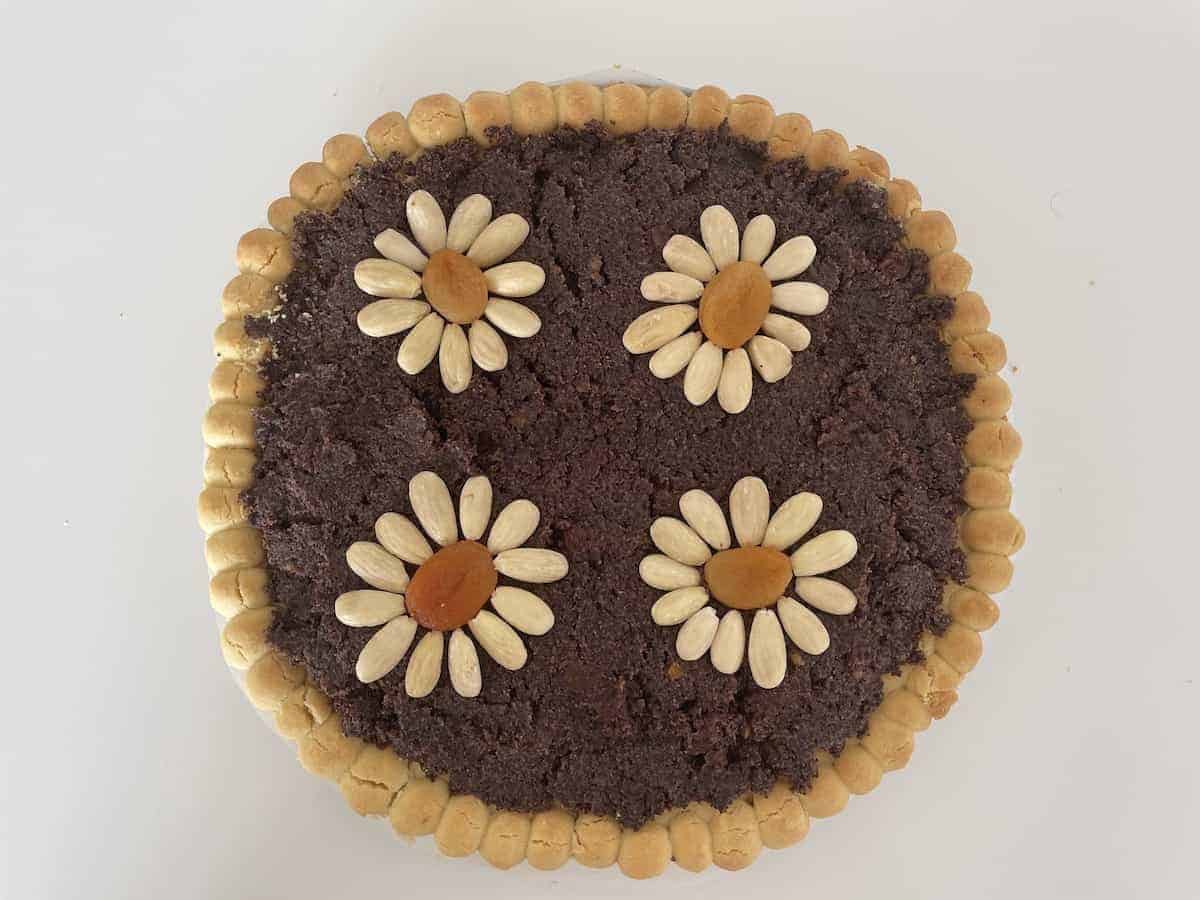 Polish Easter mazurek decorated with nuts.