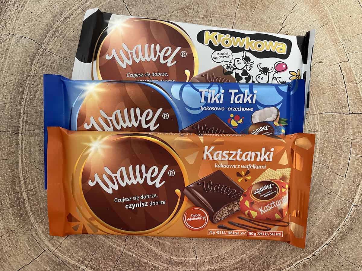 packets of Wawel chocolates.