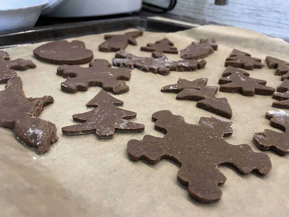 Place the cookies on a parchment lined tray.