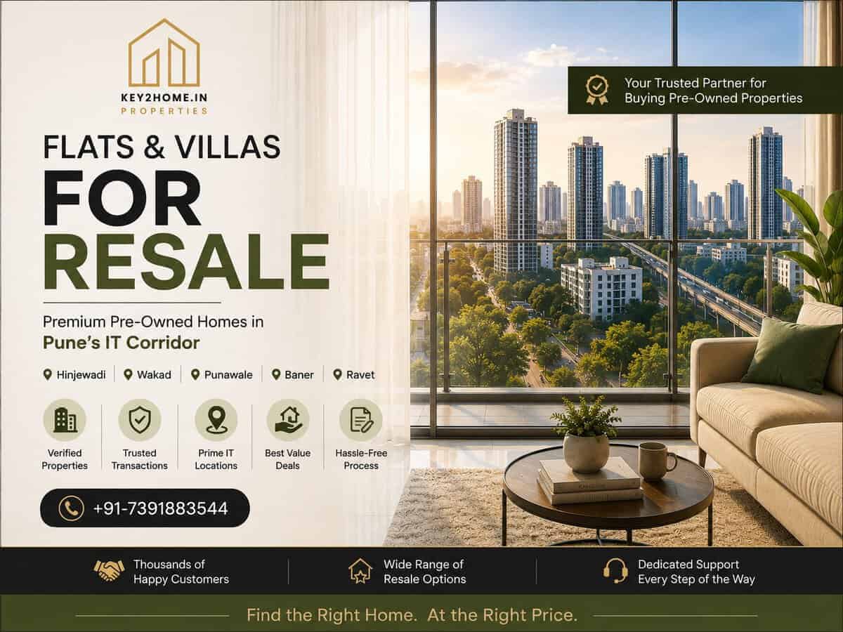 Resale flats and villas for sale in Hinjewadi Wakad Punawale Baner Ravet Pune – Key2Home.in pre-owned homes hub
