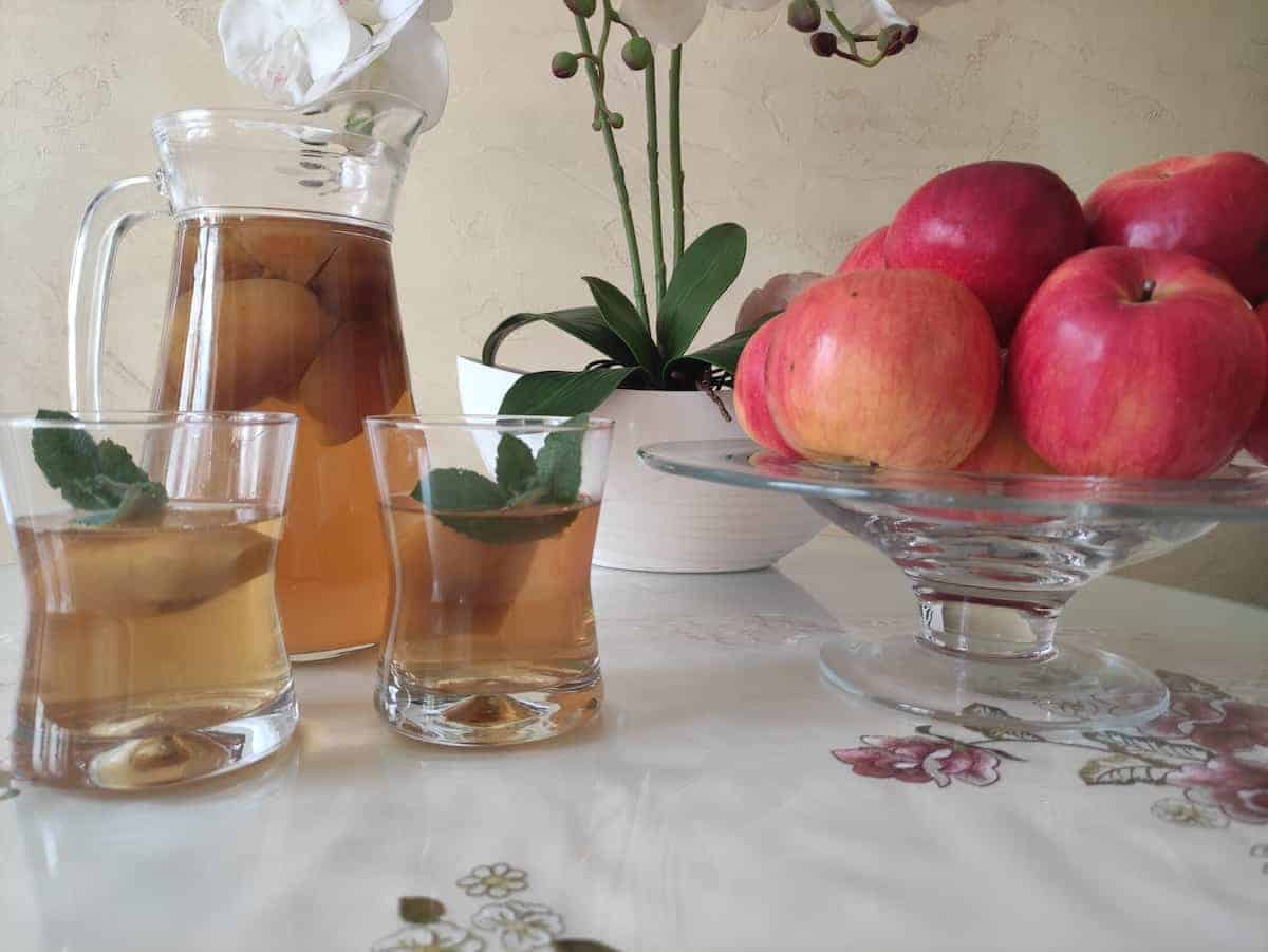 Apple kompot in a jar.