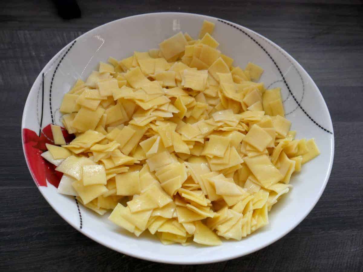 Square pasta.