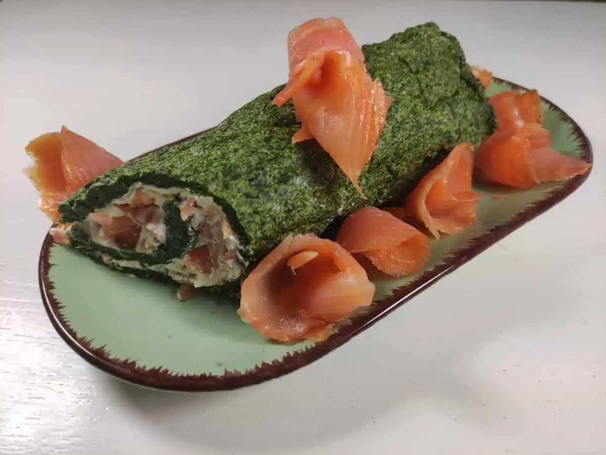 Salmon Spinach rolls.