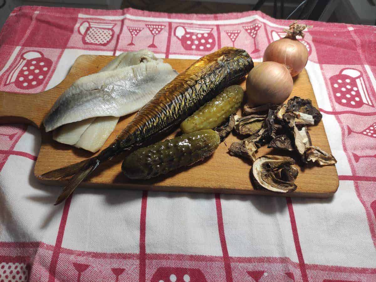 Ingredients for the Polish herring rolls