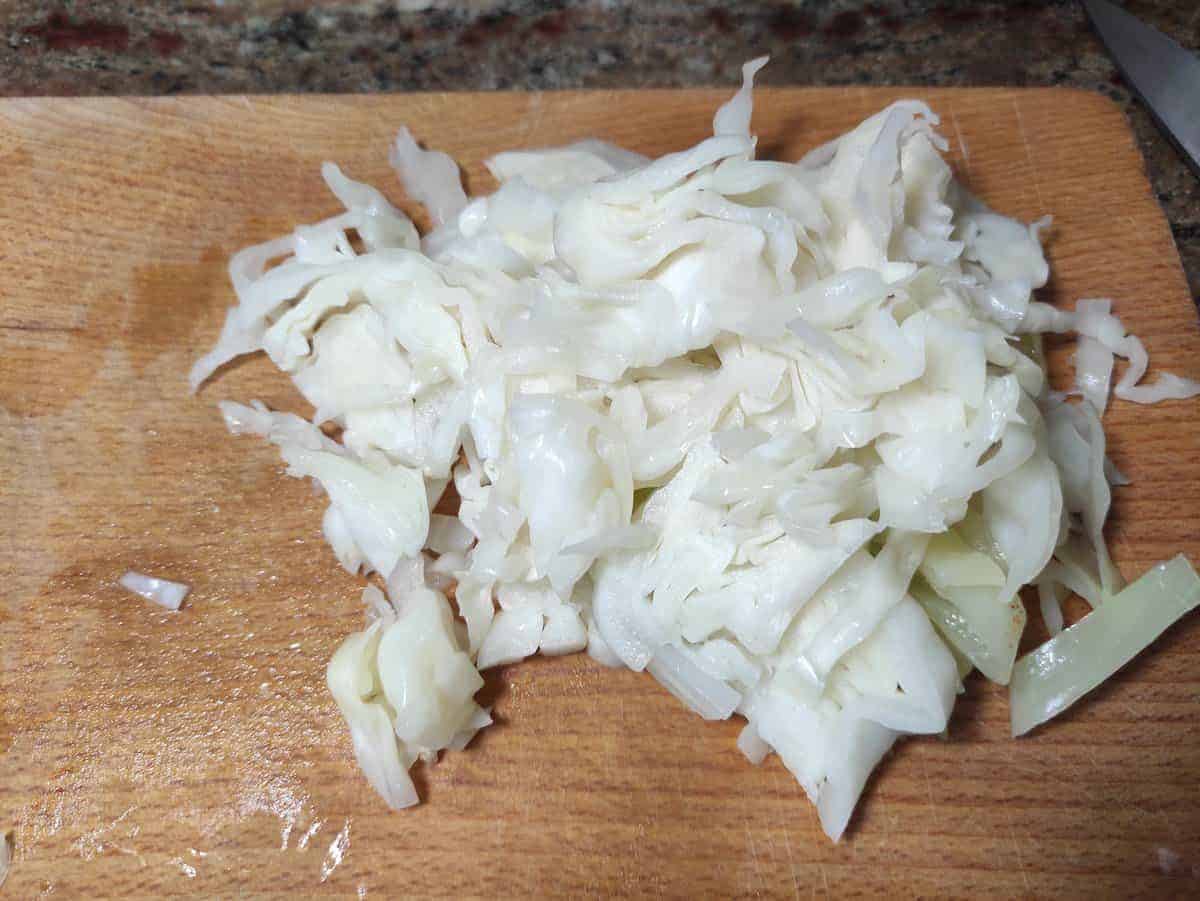 Cook the finely chopped cabbage