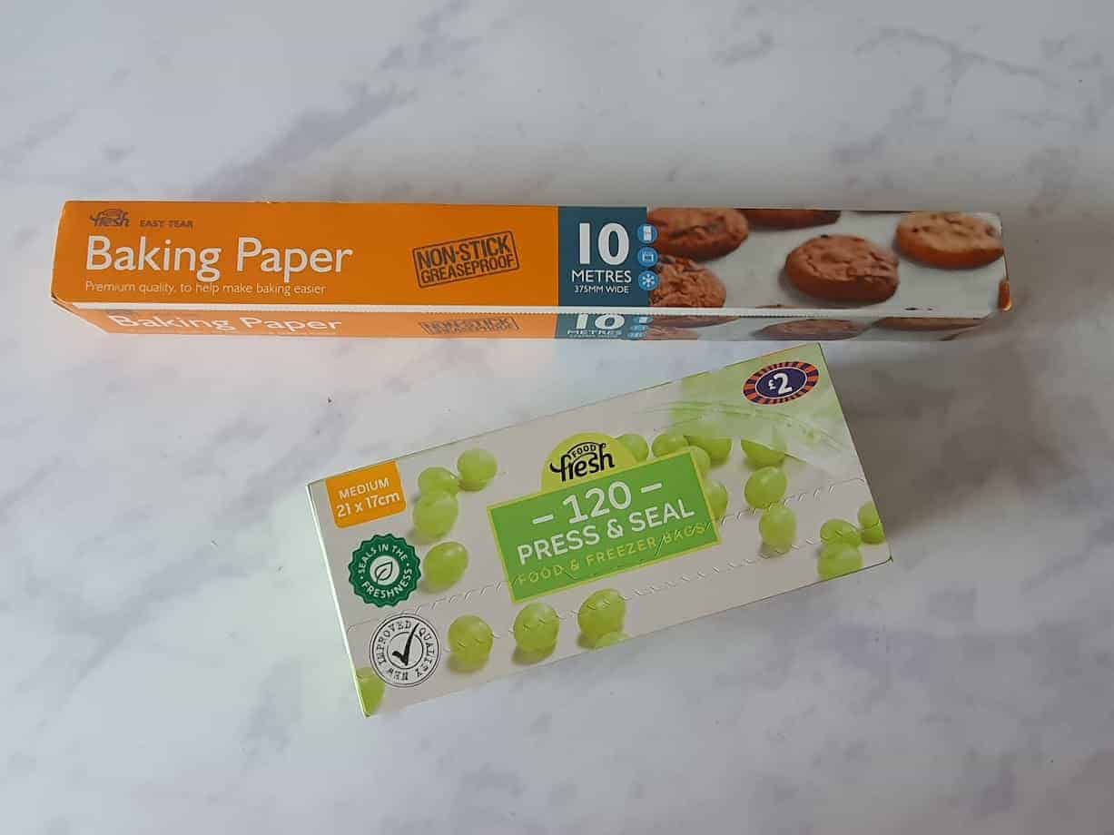 Baking paper and freezer bags