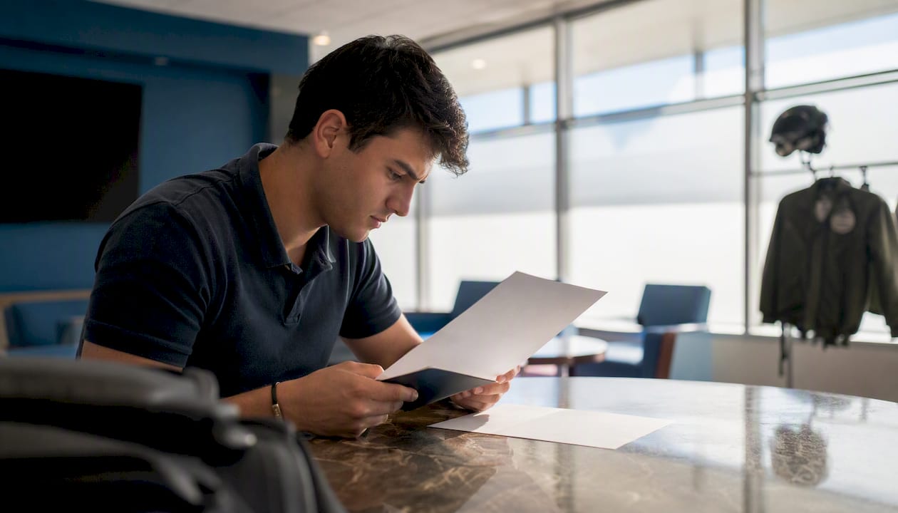 Student organizing M-1 visa paperwork