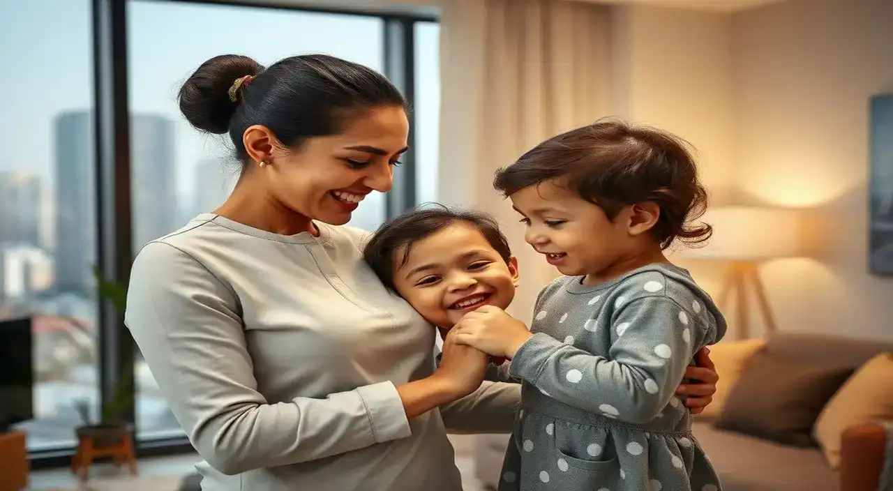 Niñera sonriente y niño feliz en CDMX