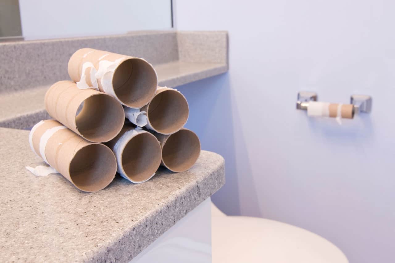Empty toilet rolls without paper