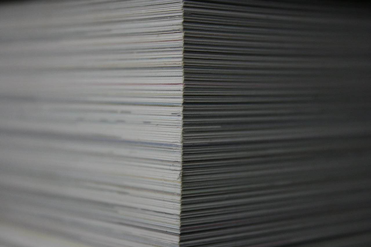 paper, stack, books