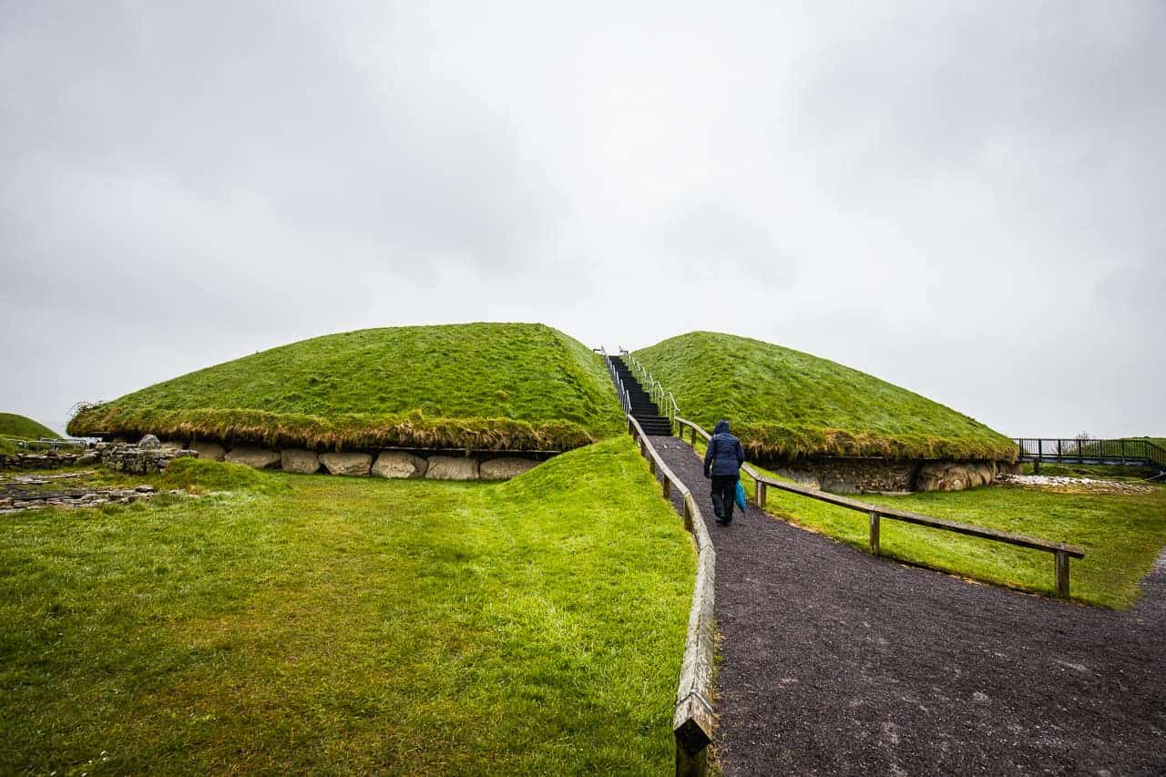 Guide walking to the top of Knowth