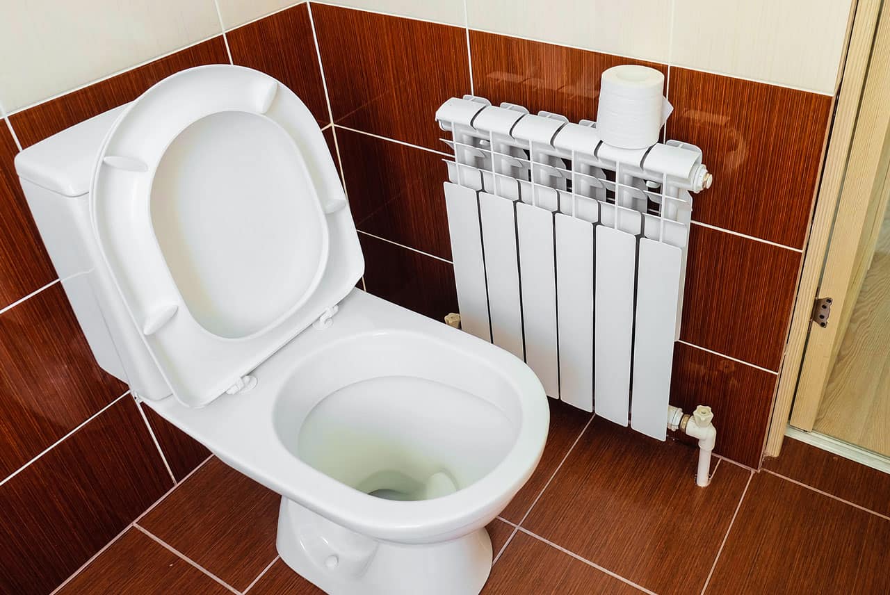 white closed coupled toilet pan