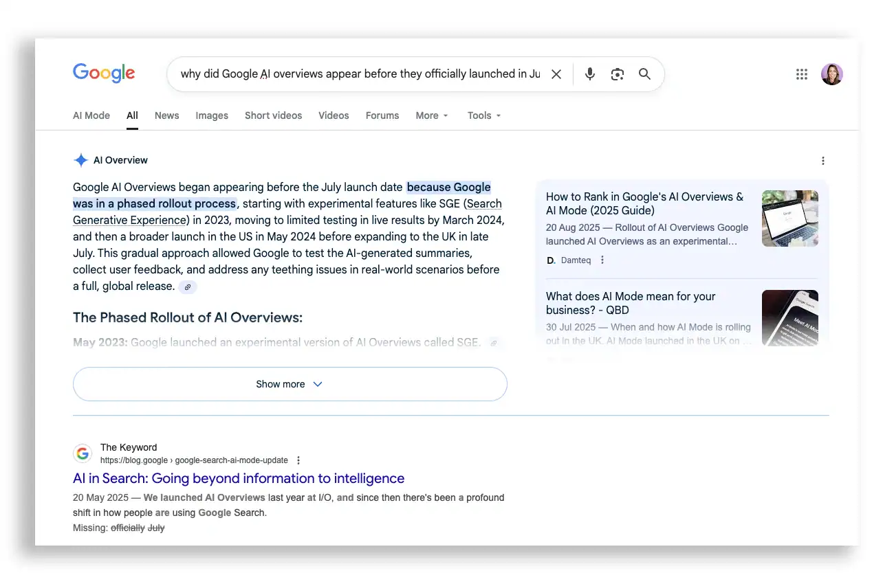 Google's AI overviews