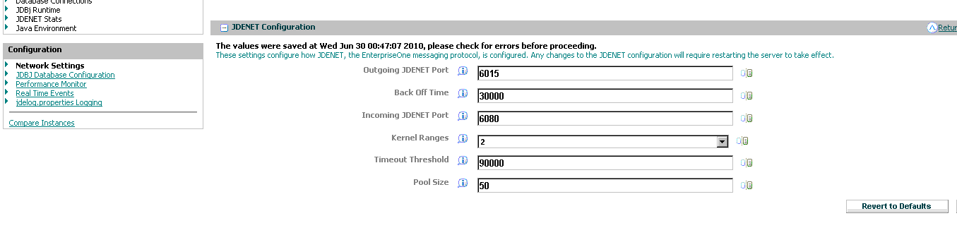 real time events for integration with JDE