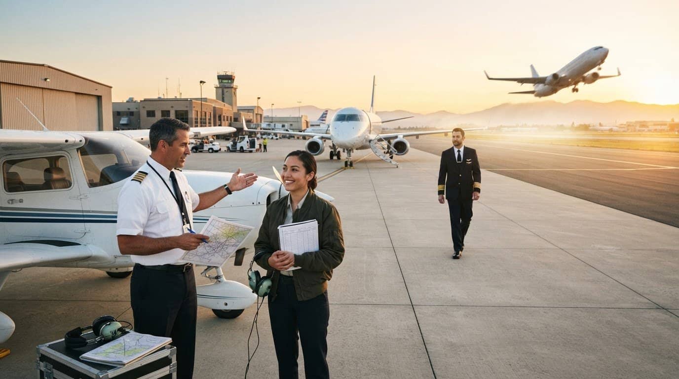 Typical pilot career timeline from training to airline jobs