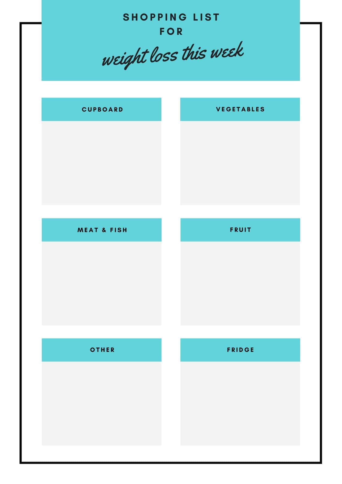 blank shopping list