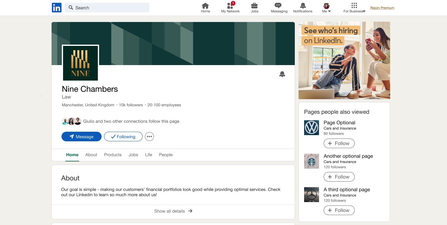 Social media LI profile