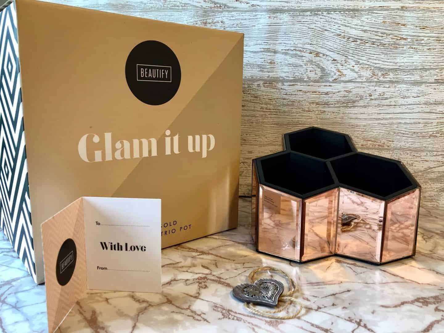 Rose Gold Mirrored makeup Trio Pot