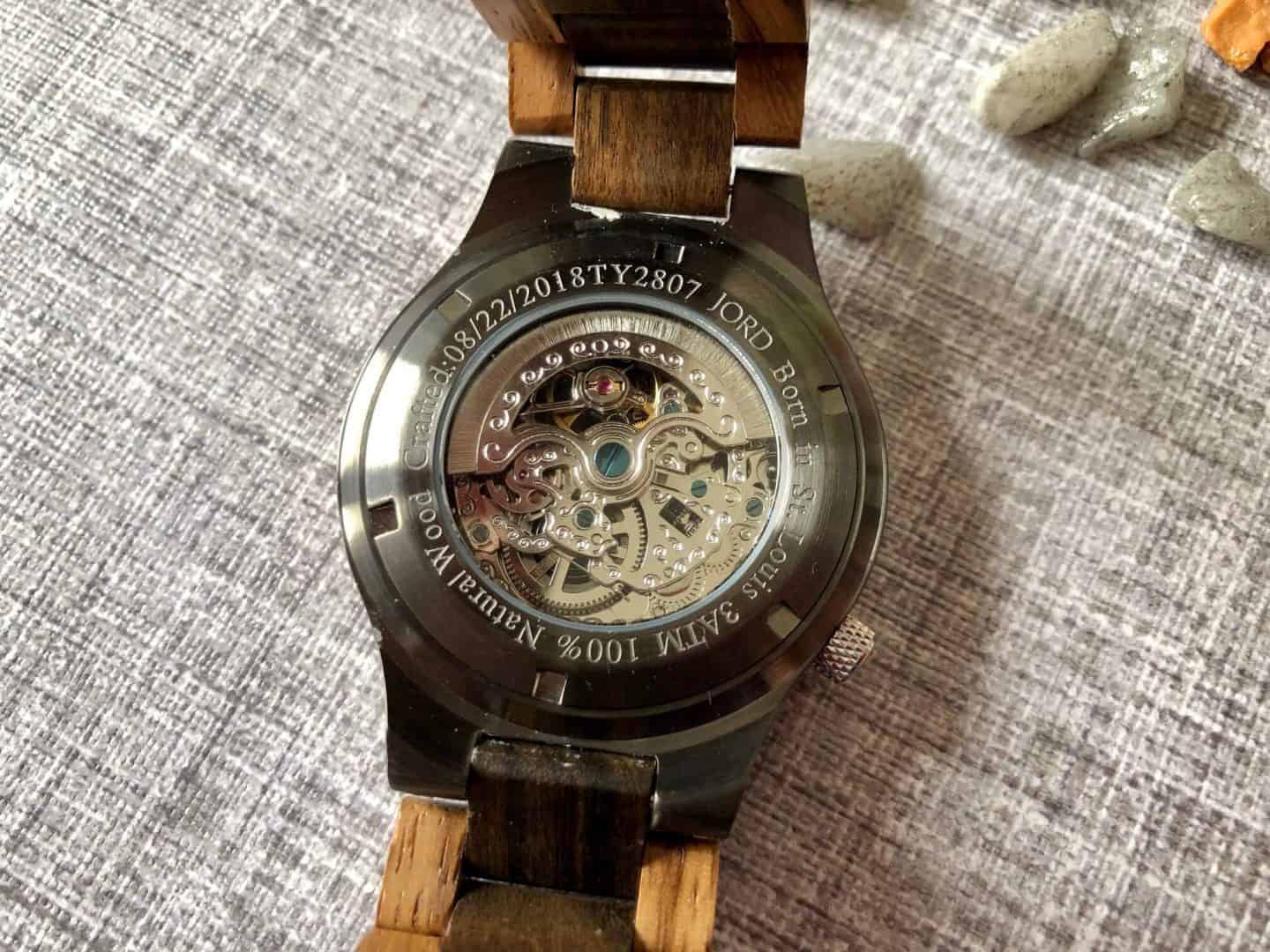 Back of JORD Wood watch
