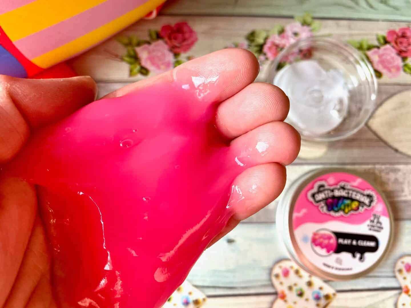 Cleaning hands with Anti bacterial slime