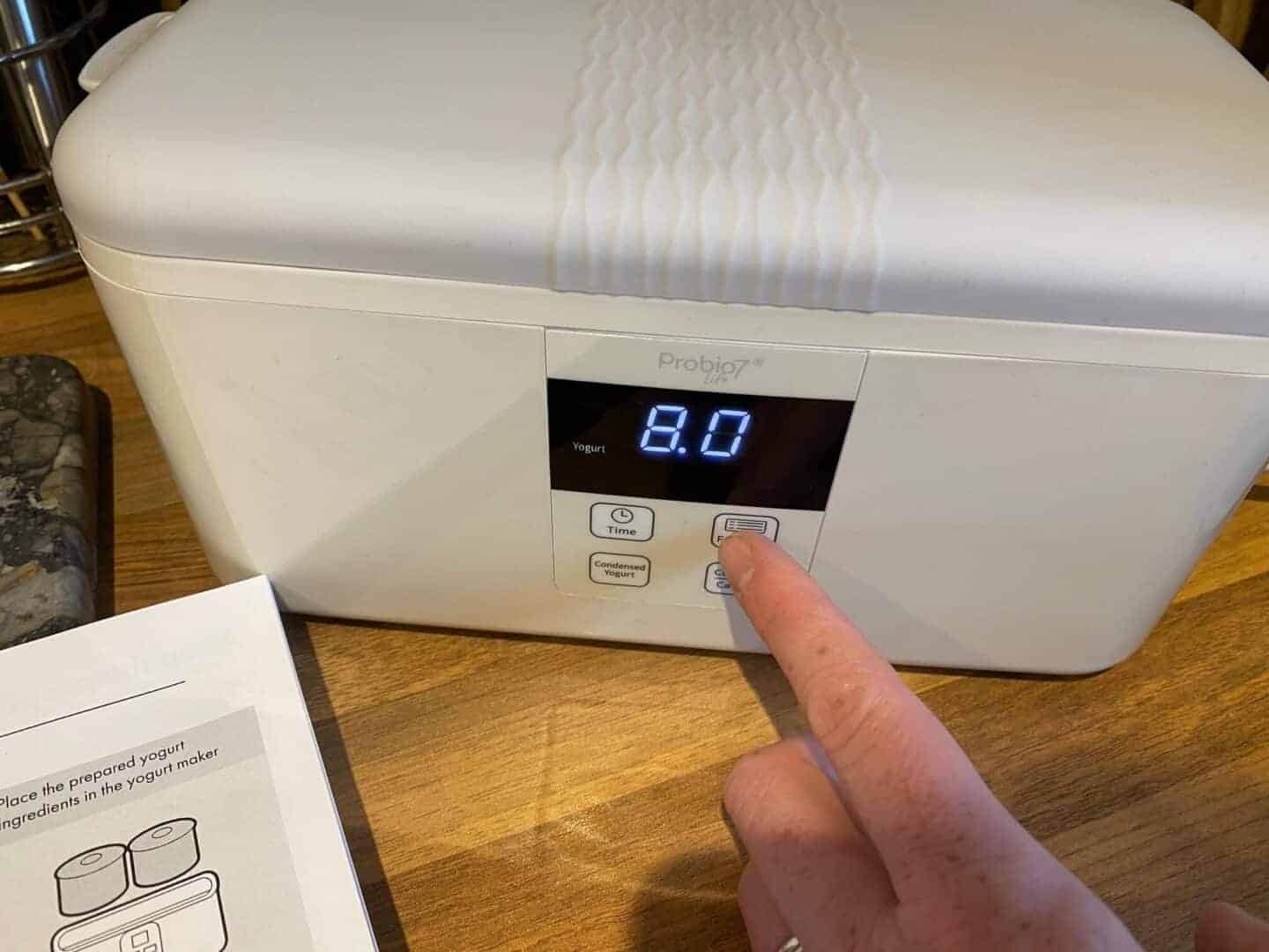 To make yogurt press the yogurt button and it will count down the 8 hours until your yogurt is ready.