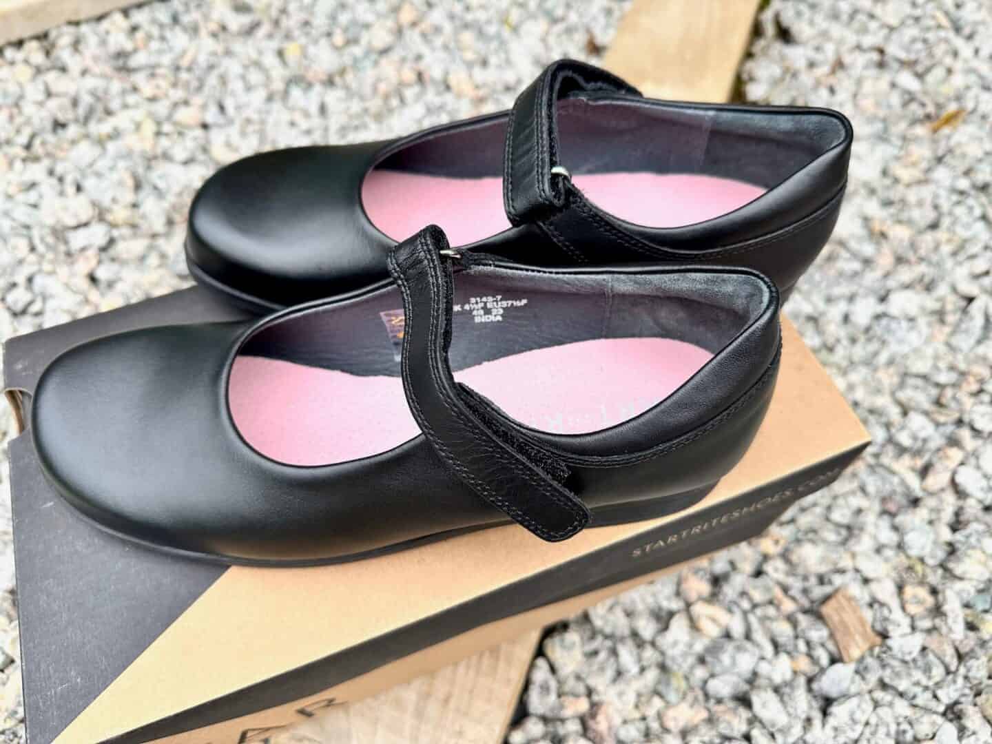 Samba Black Leather Girls Rip-Tape School Shoes