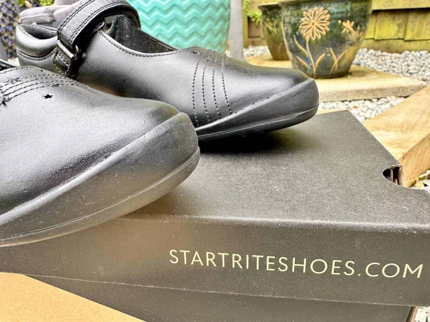 Stardust Black Leather Girls Rip-Tape School Shoes