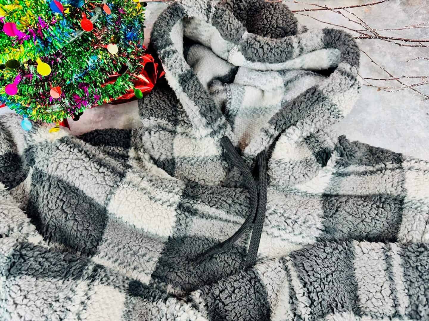 Borg Fleece Check Lounge Hoody