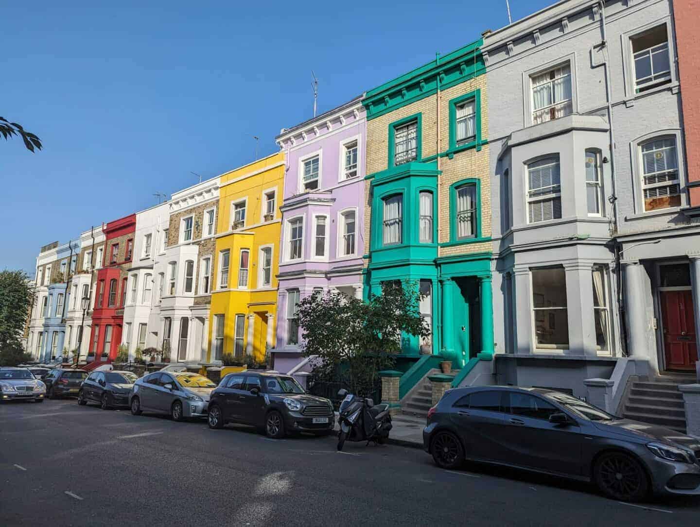 pastel houses in Notting Hill