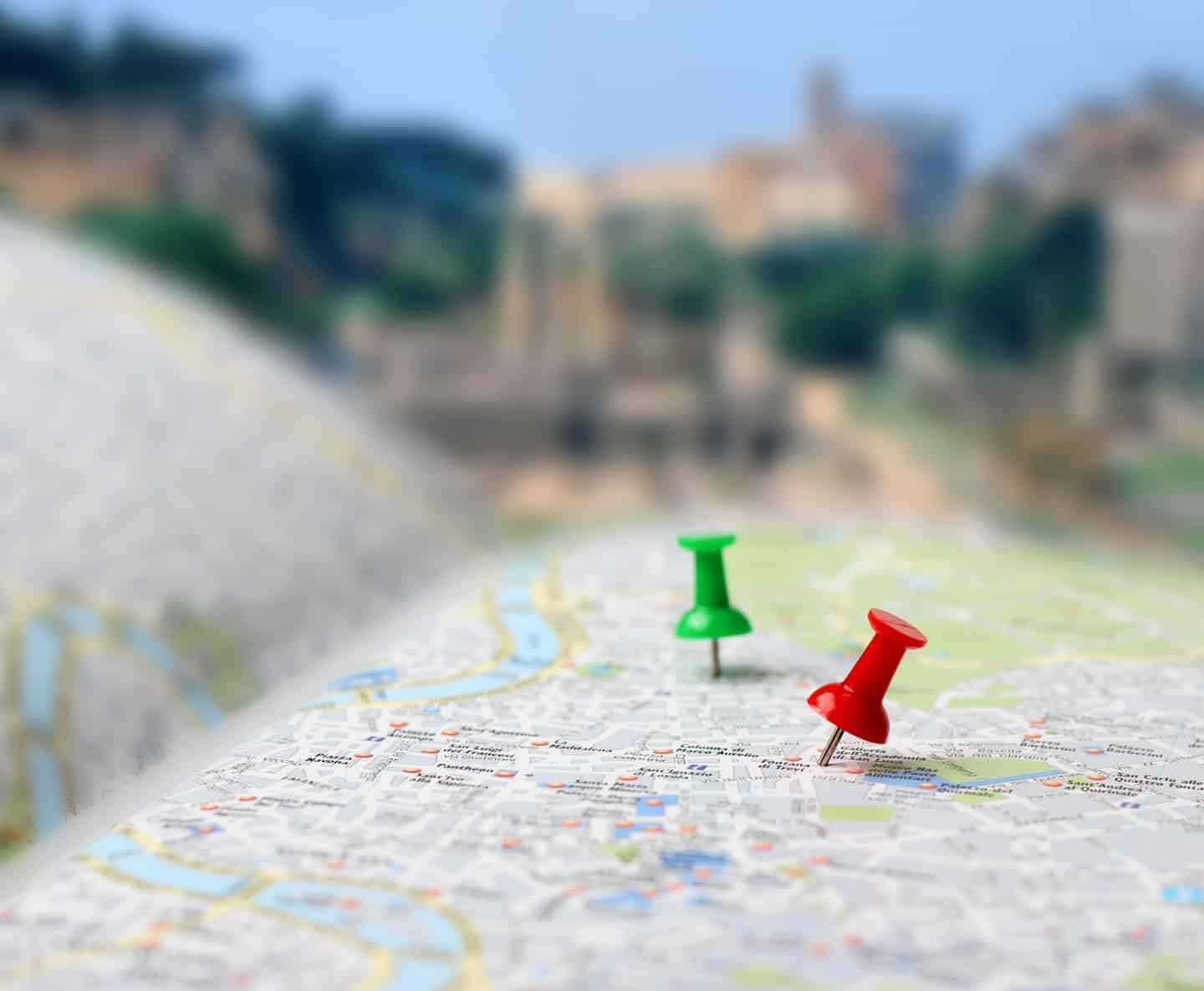 push pins in a map