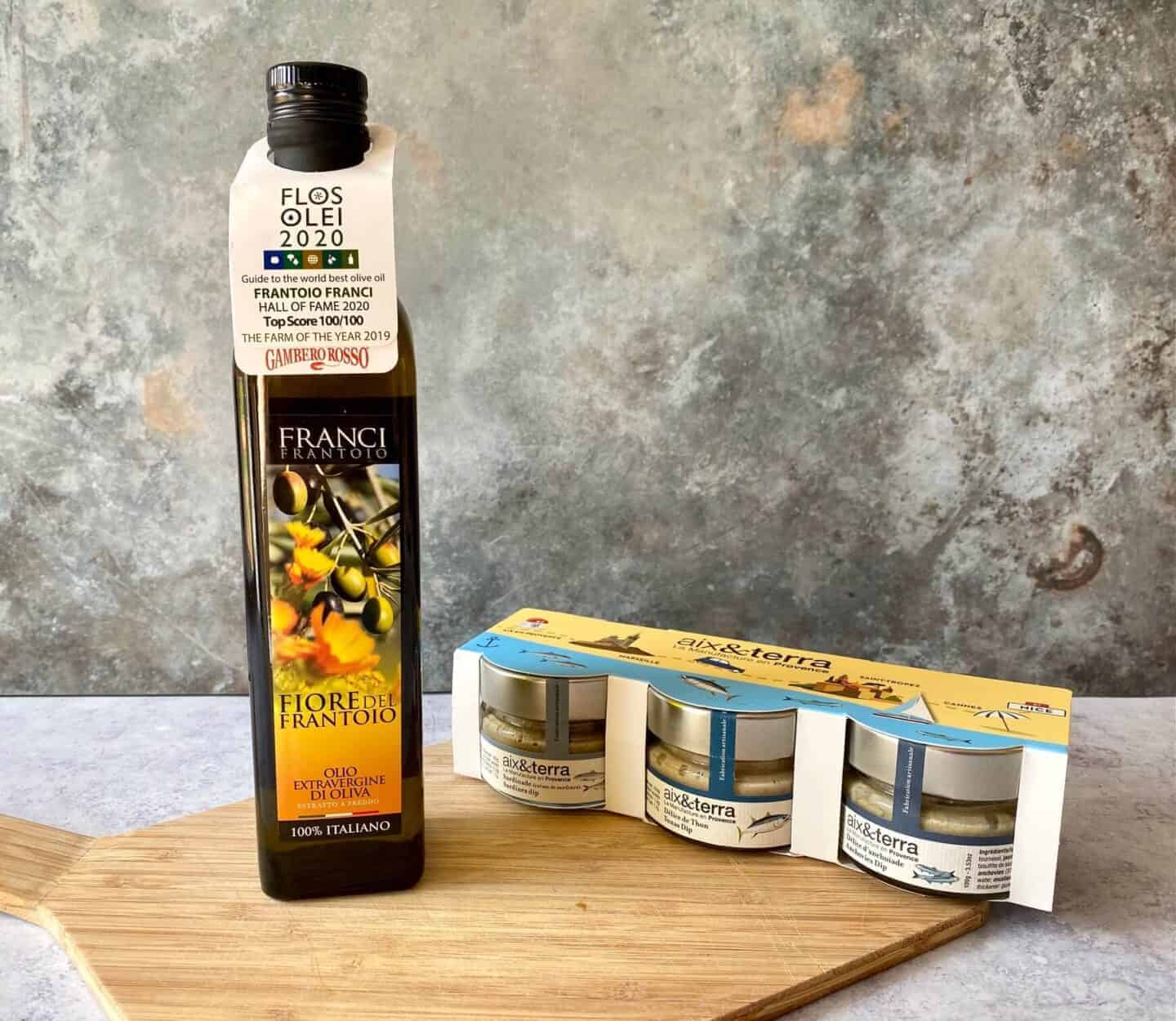 aix&terra N7 Sea Mediterranean Fish Dips Set and Franci Fiore Del Frabtoio Olive Oil