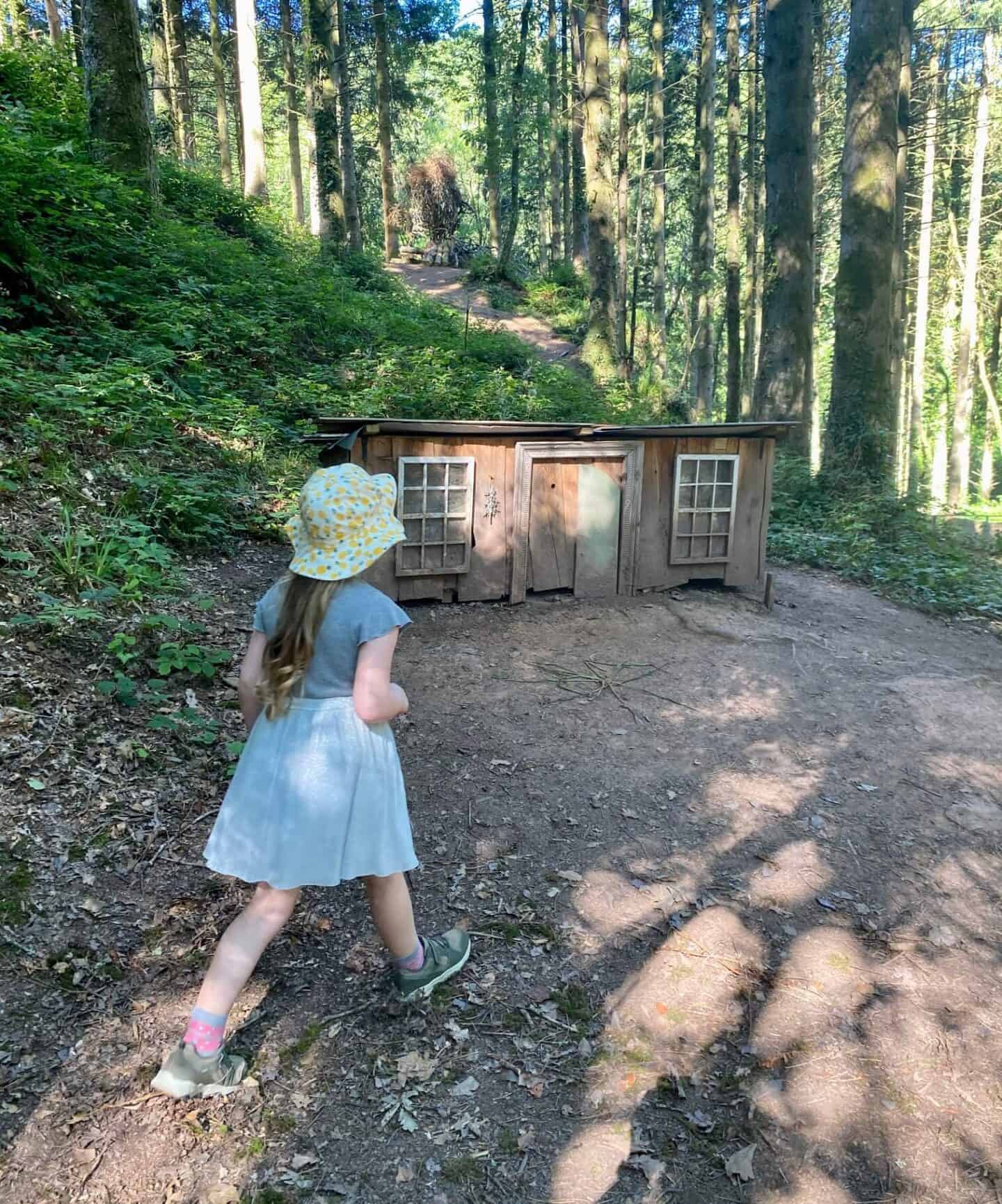 L looking for fairy houses at Bluestone