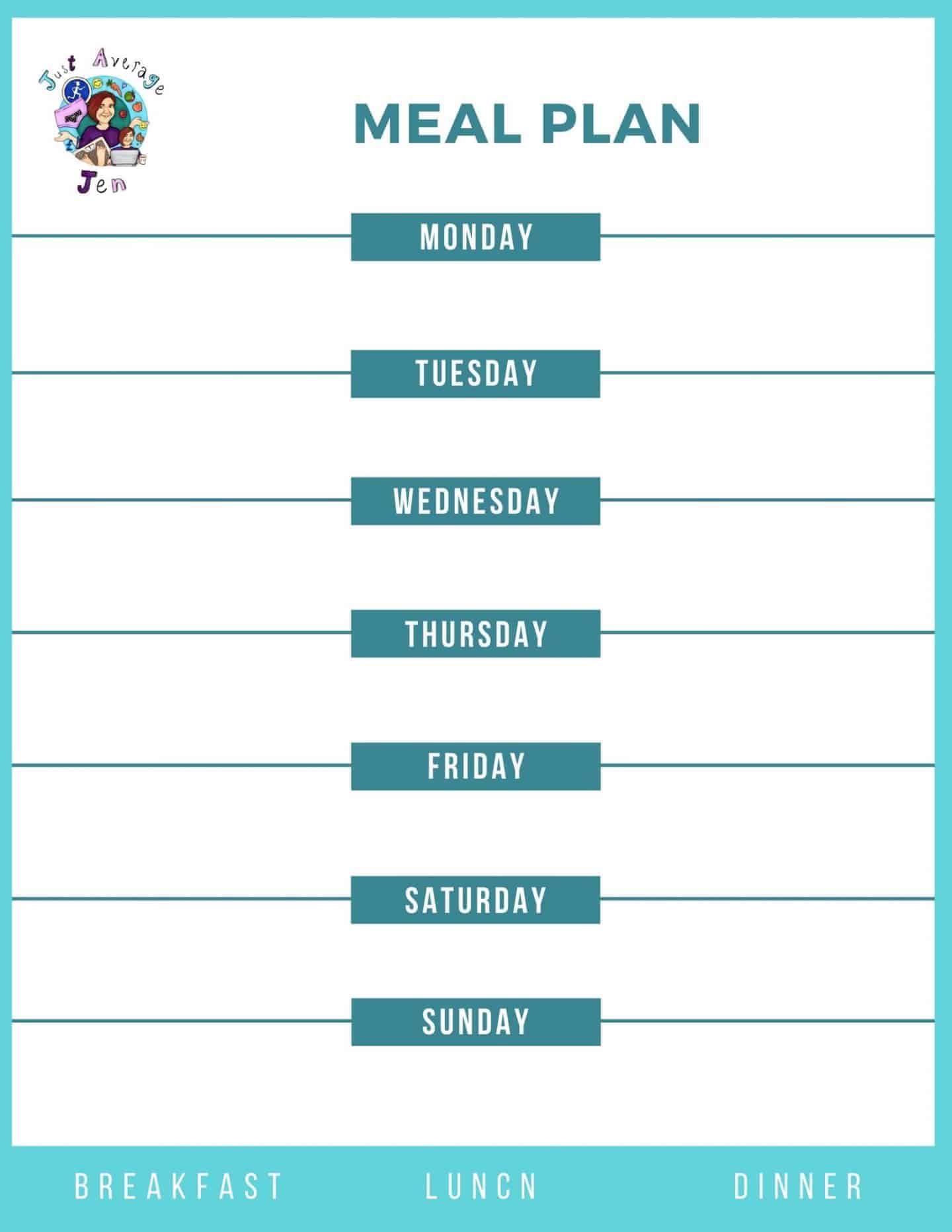 blank meal planning sheet