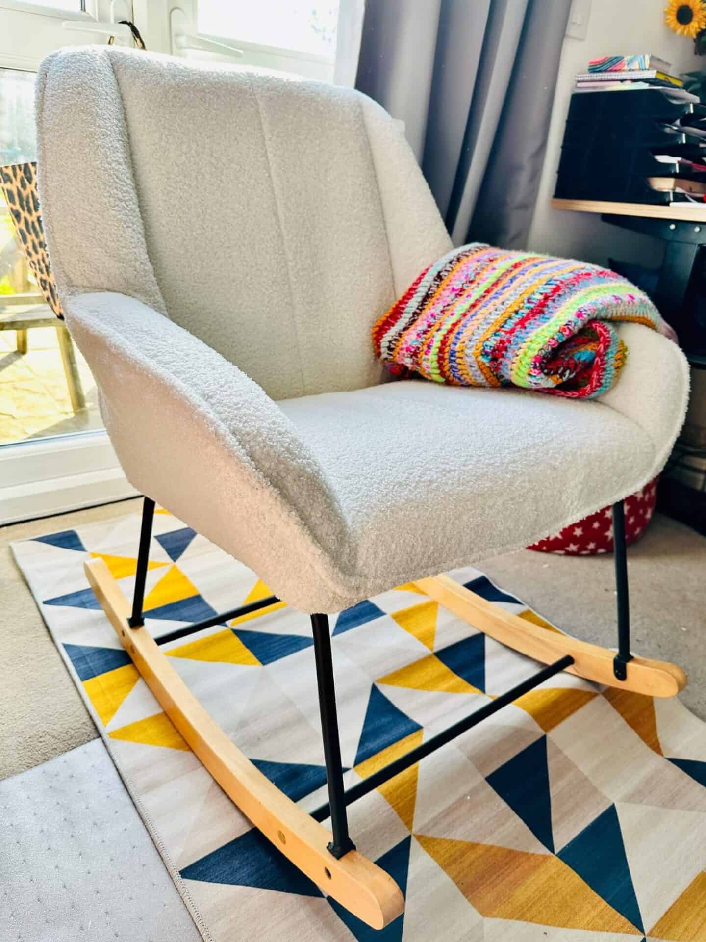 Isabelle Bouclé Rocking Chair in Cream Stylish and Comfortable