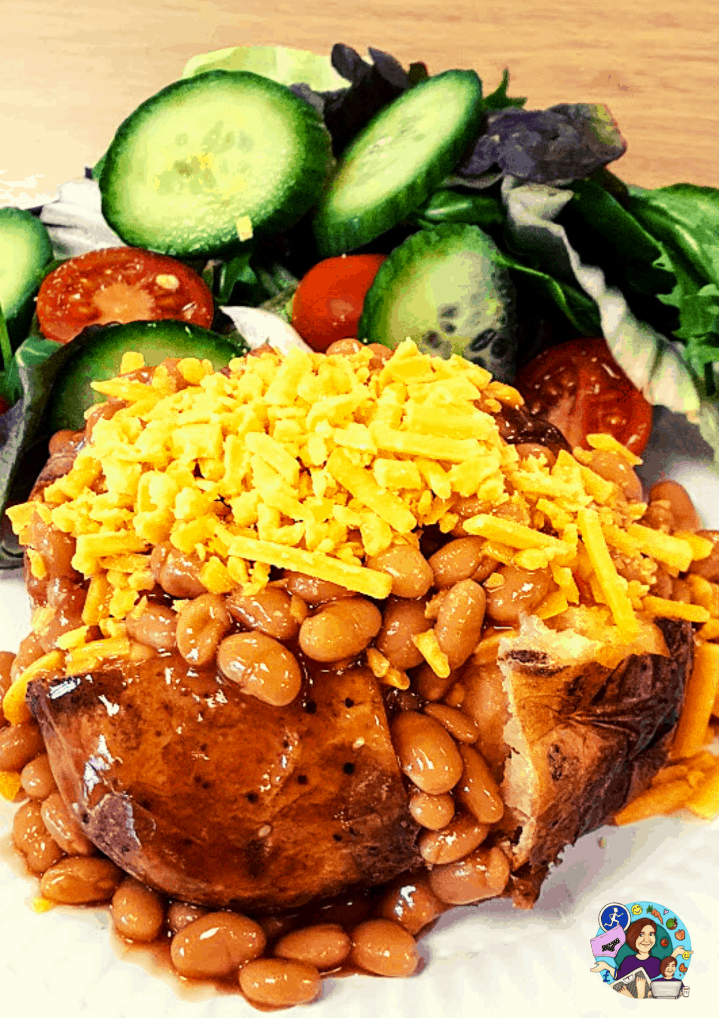 jacket potato with cheese and beans