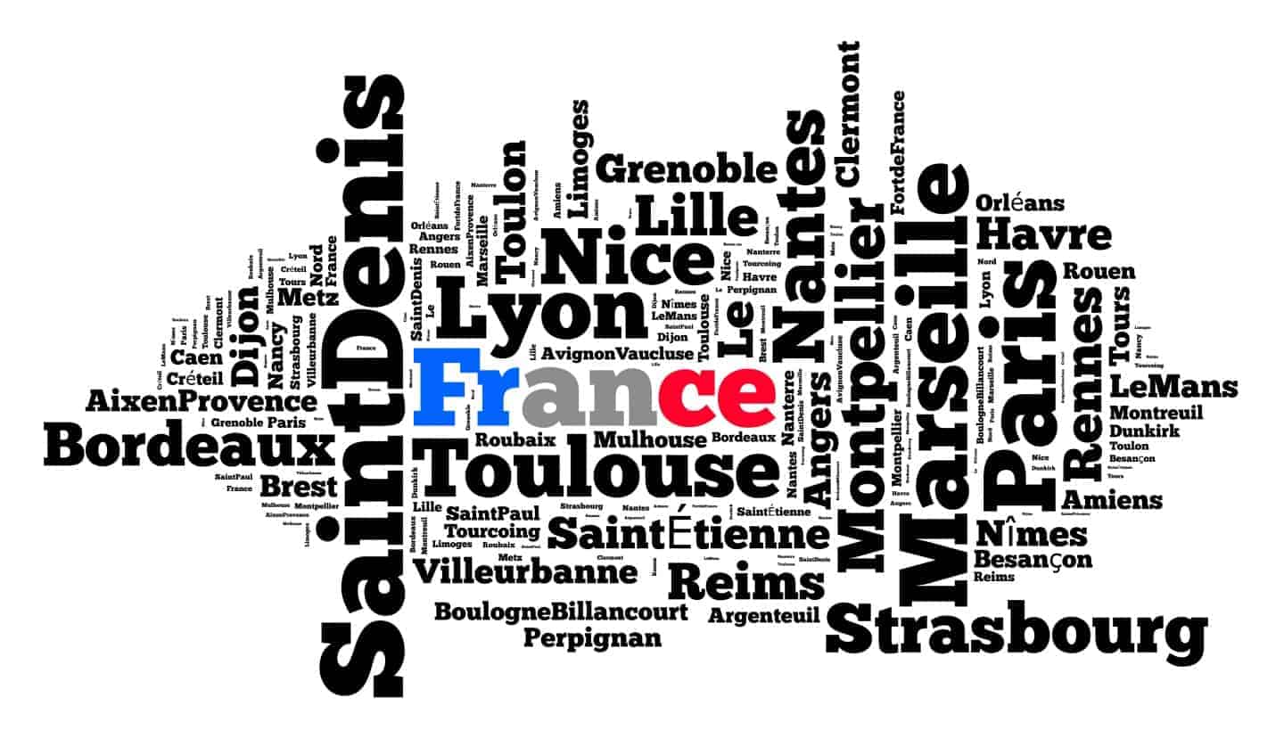 Various different French cities graphic