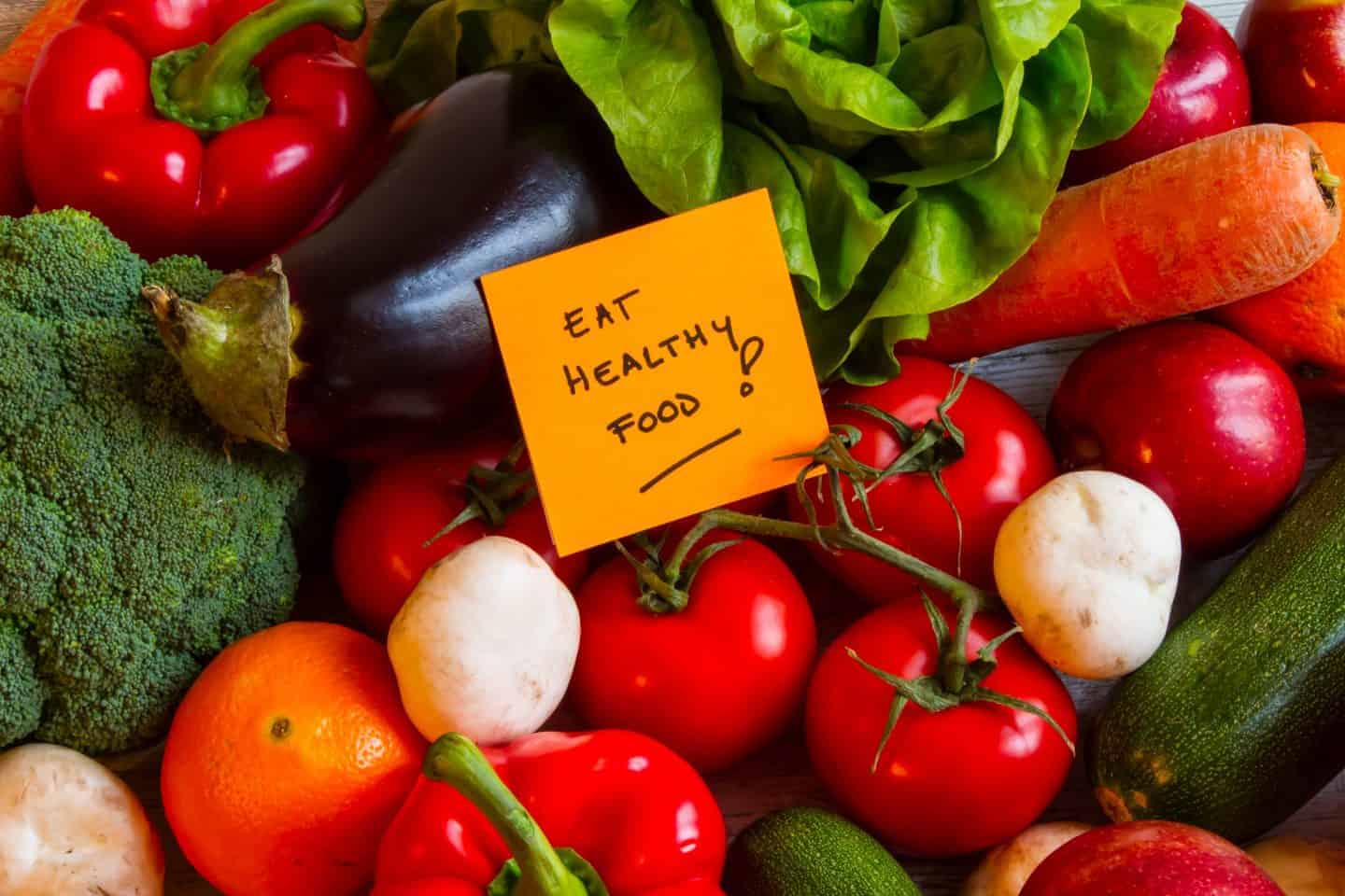 A variety of healthy fruit and vegetables