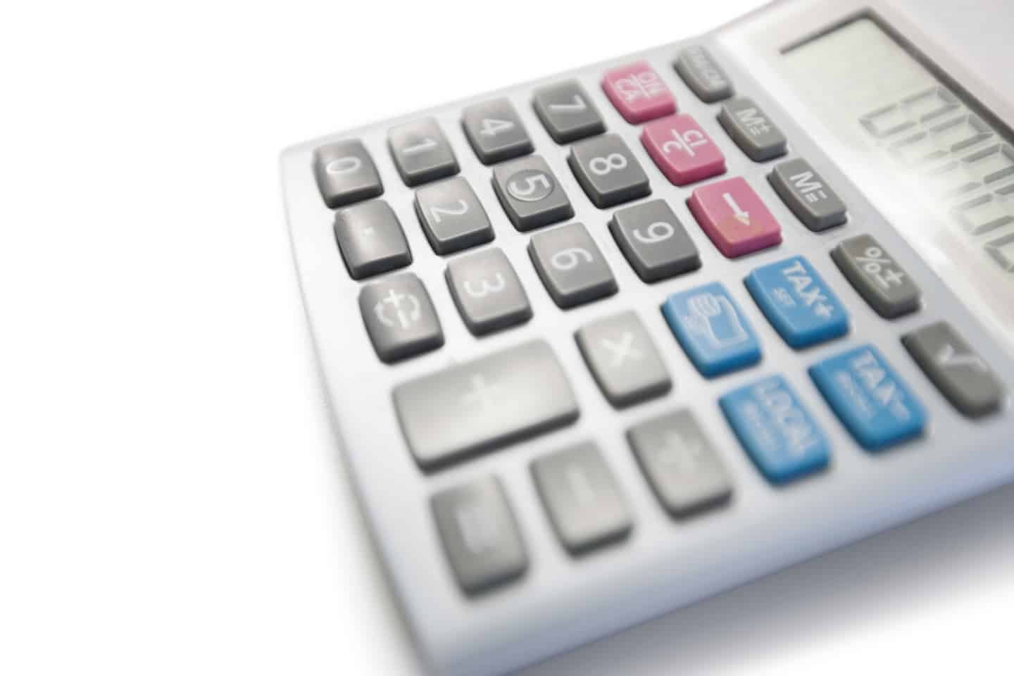 close up view of a calculator