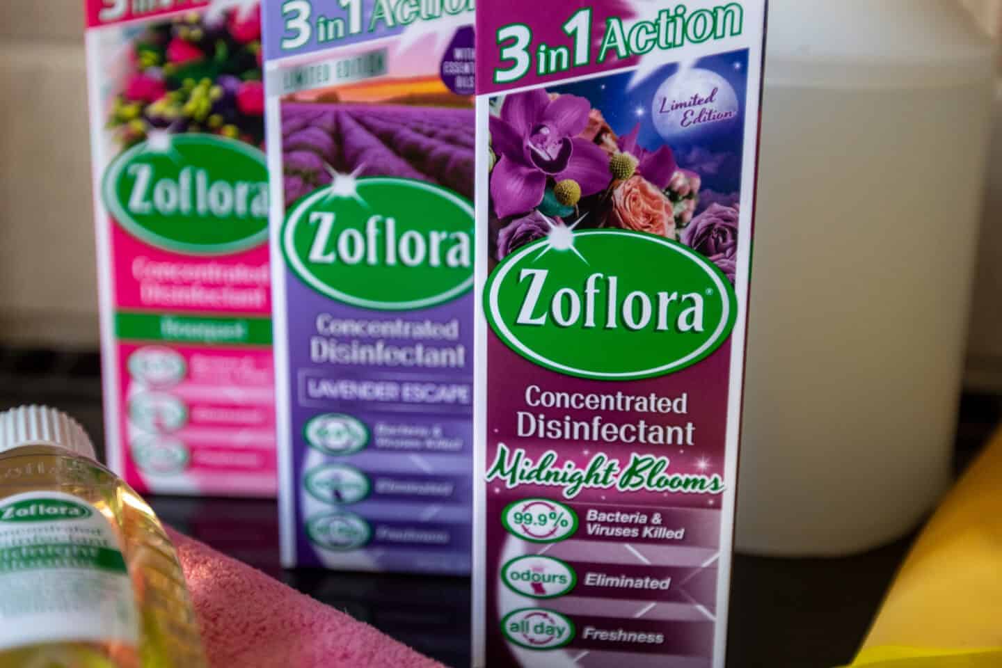 three boxes of zoflora