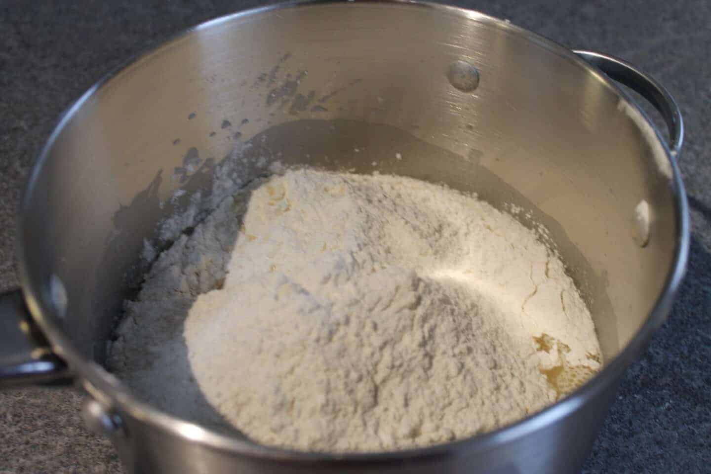 flour in a large pan